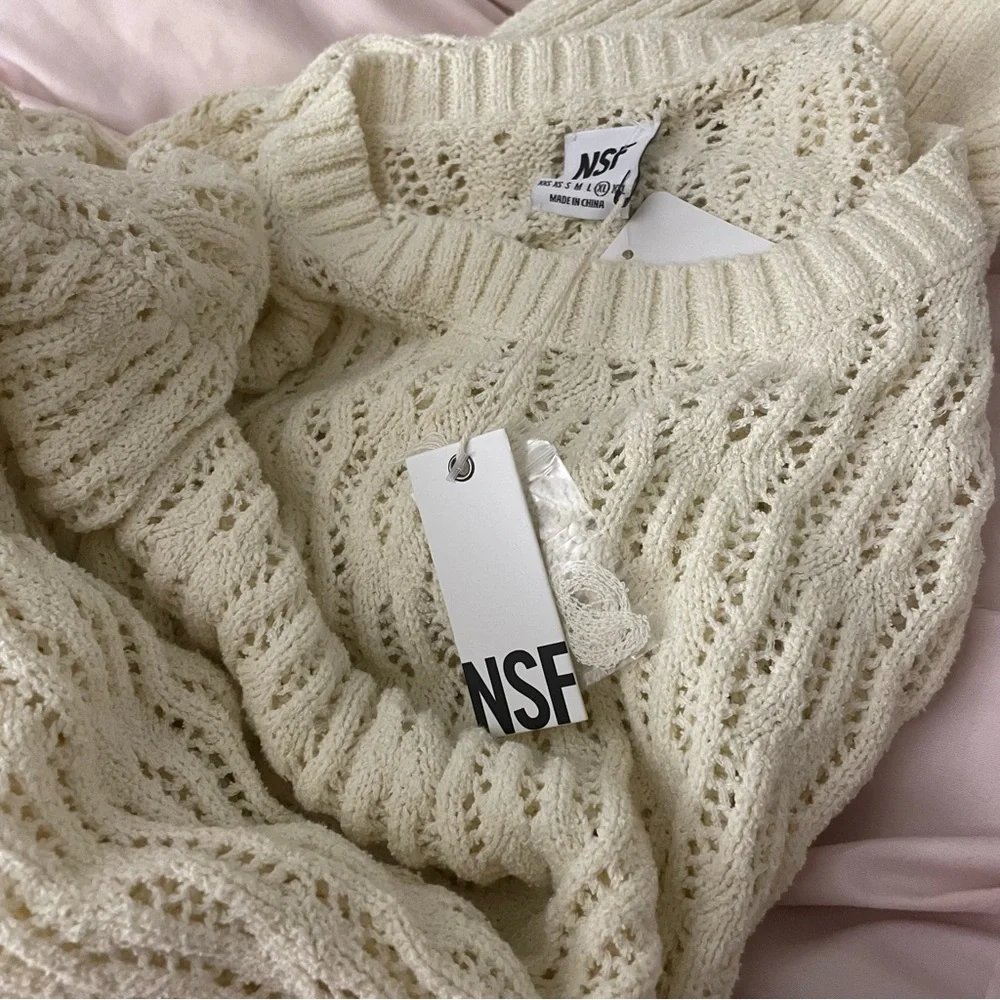 NWT NSF Georgina Crew Midi Sweater Dress in white. Size XL - Picture 8 of 8